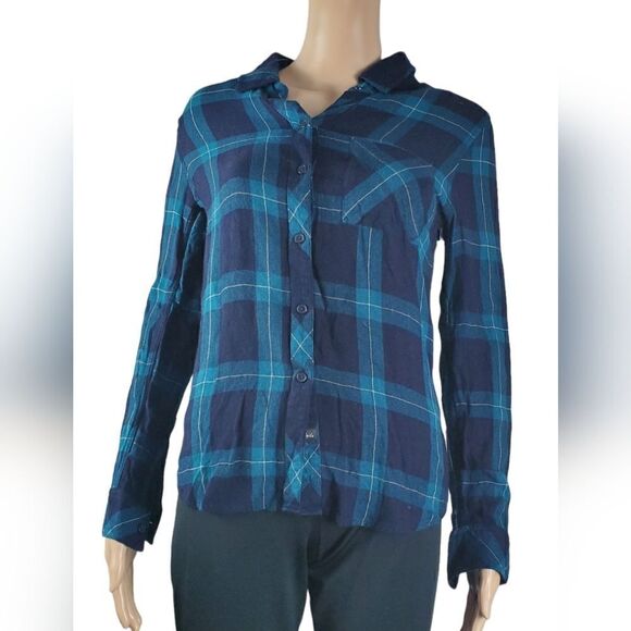 Rails Green & Blue Plaid Button Down Flannel Shirt - Picture 1 of 6